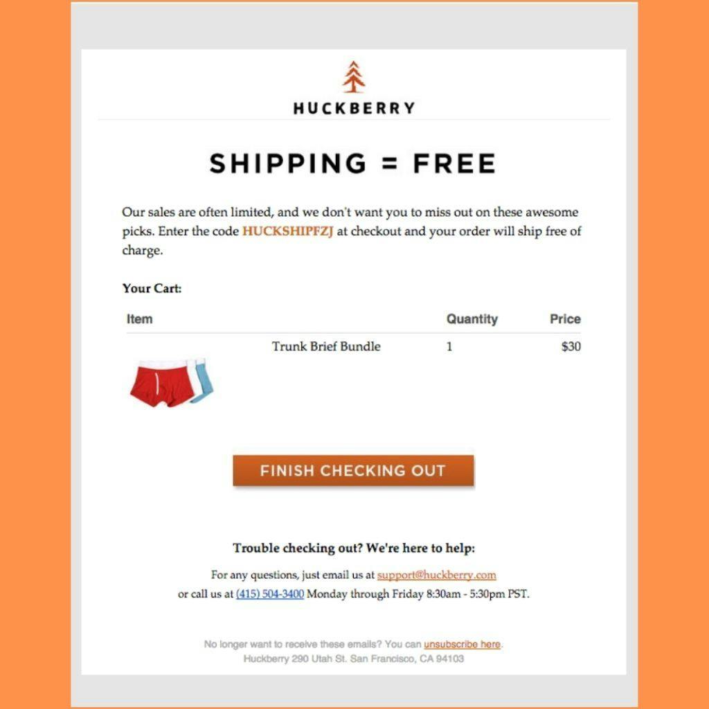 Free shipping email example by Huckberry