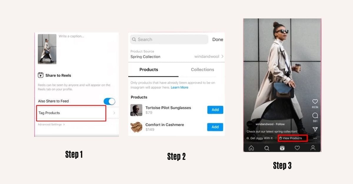 How to add product tags in Instagram reels example