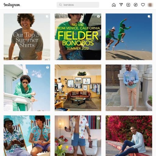 Instagram handle of Bonobos Instagram handle of Bonobos