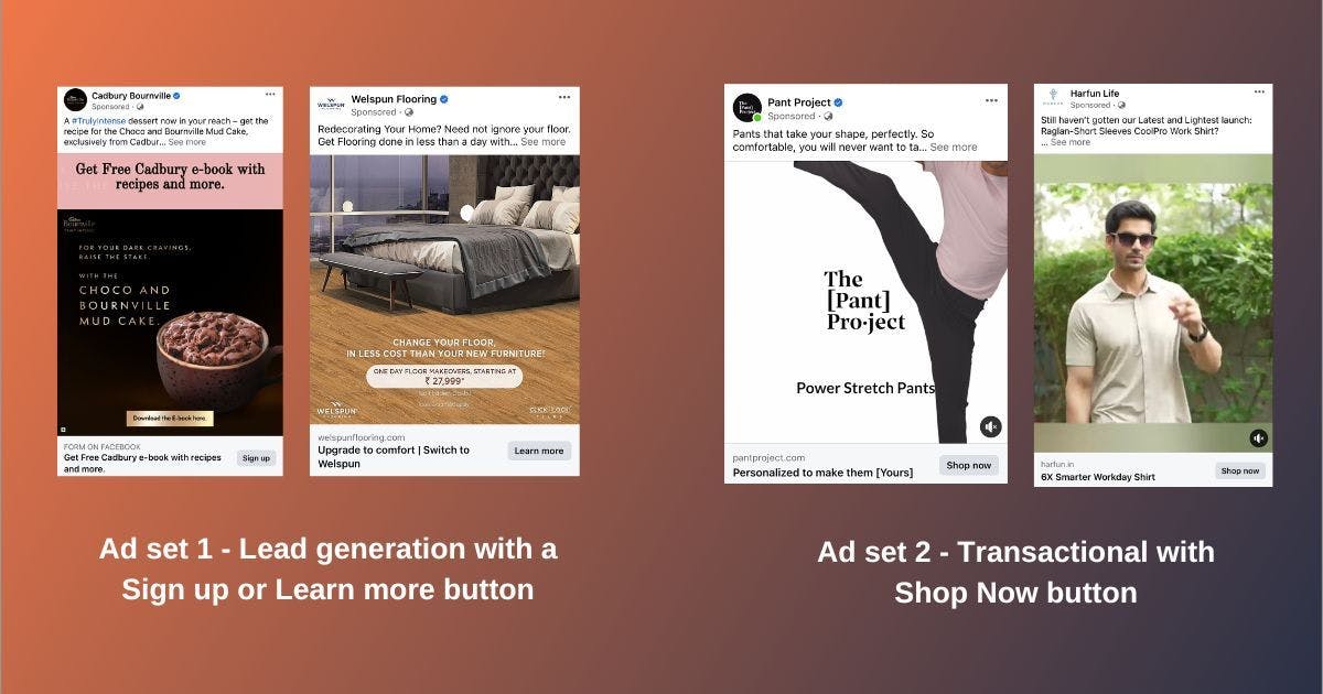 Facebook ad sets example