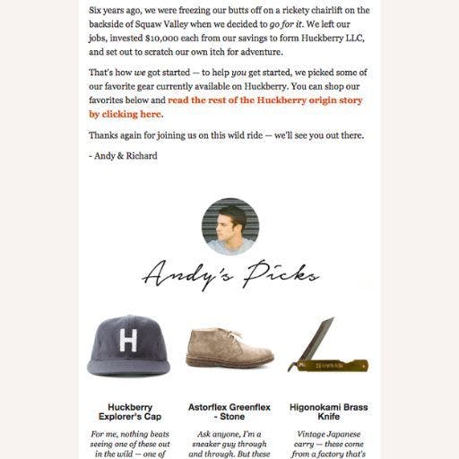 Great emails example - Huckberry