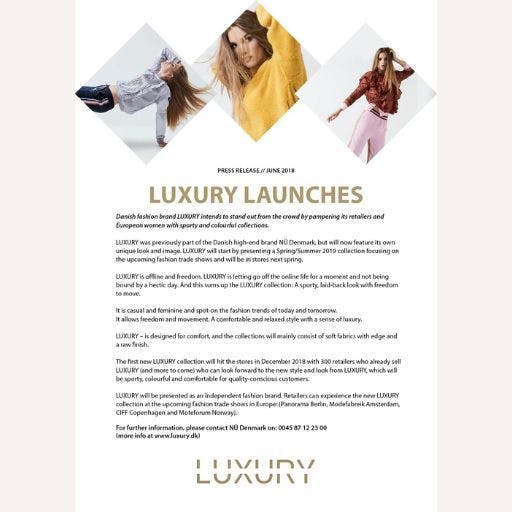 Press release example for fashion brand Luxury Brands