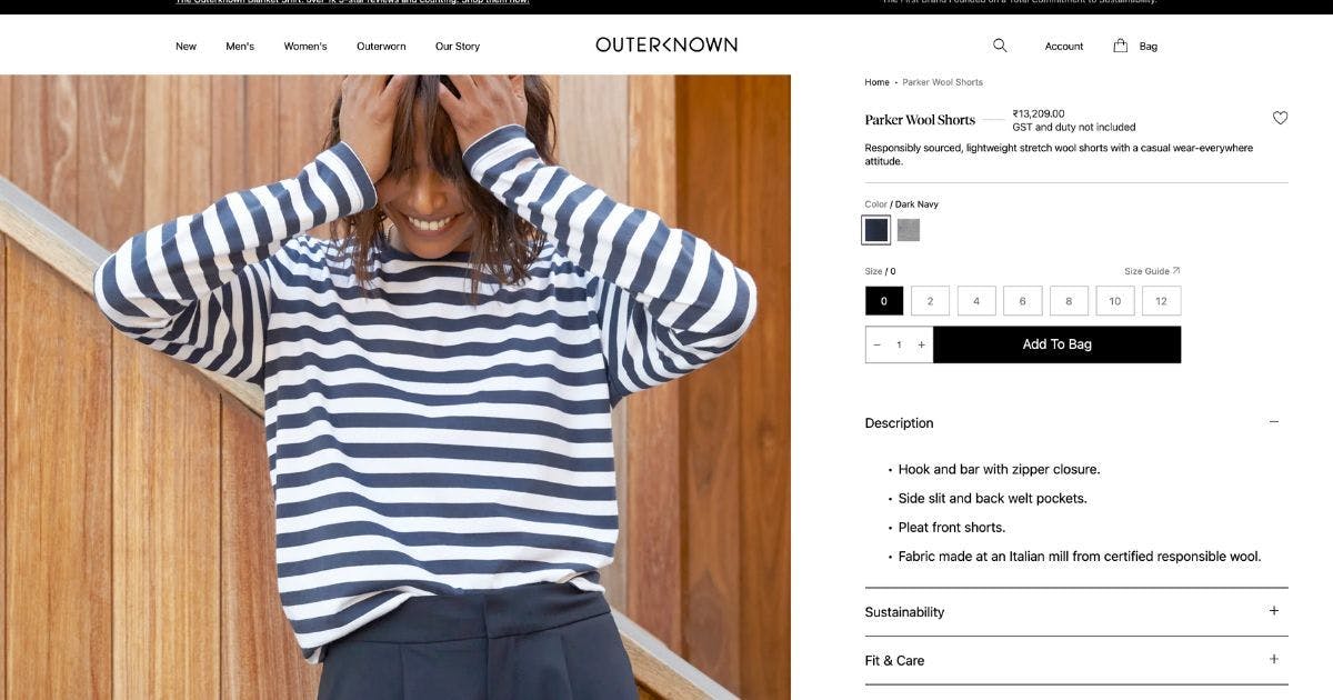 Outerknown product page example