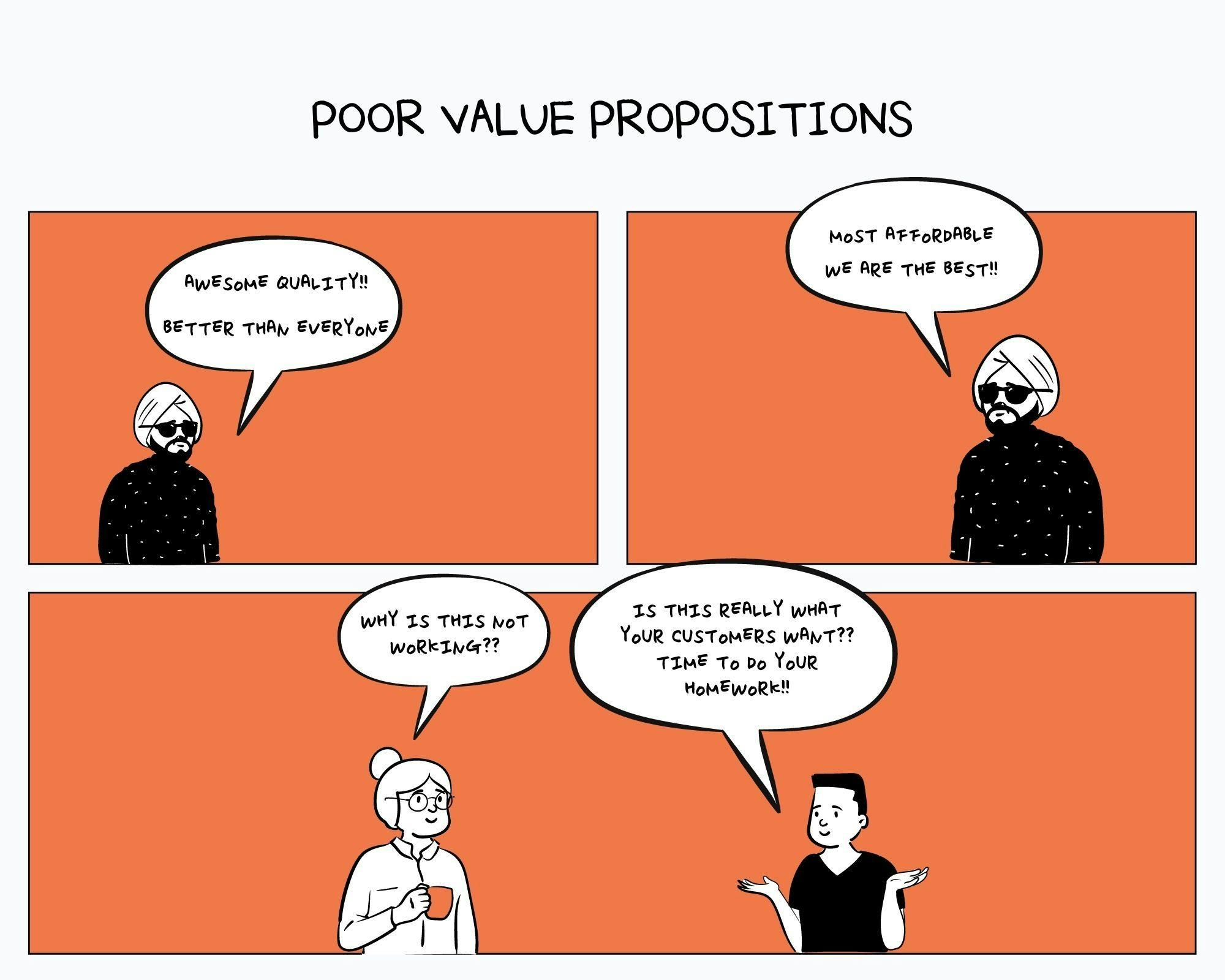 Poor value propositon comic representation.