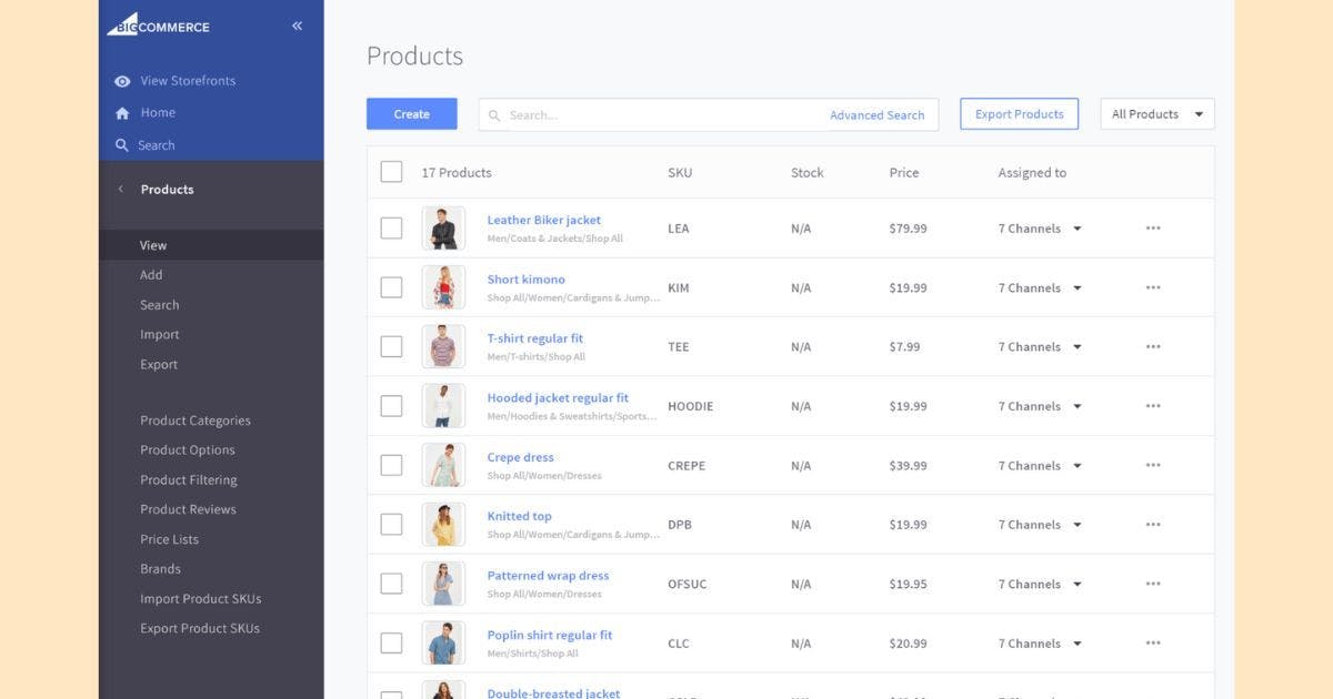 Product management in bigcommerce