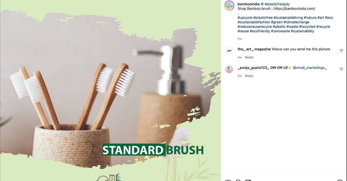 bamboo india product photo of eco friendly toothbrush