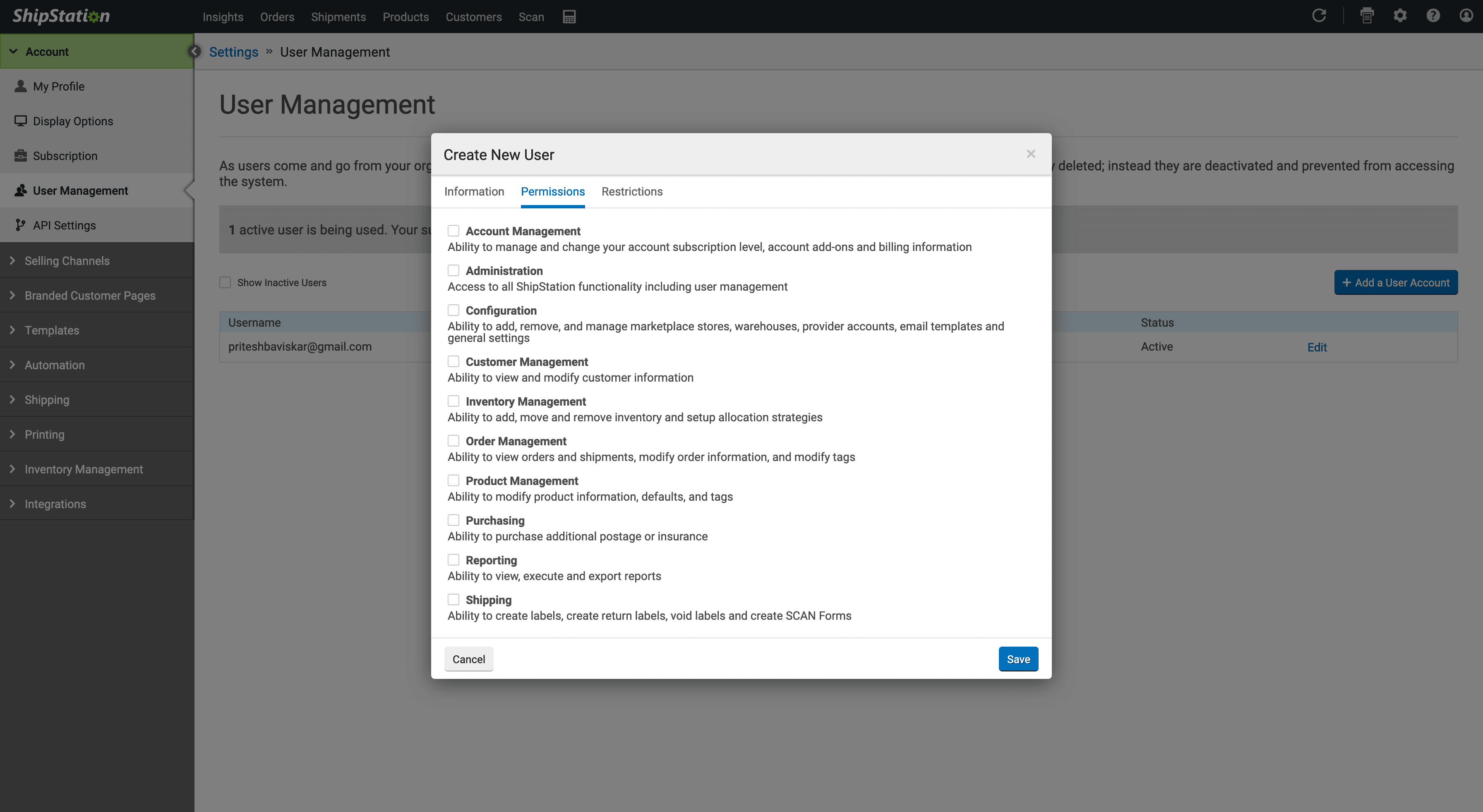 shipstation add new user permissions shipstation add new user permissions