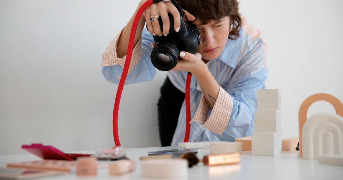 Woman taking product photos with DSLR
